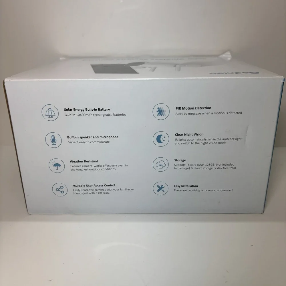 Codnida Solar Wireless Security Camera 2.4Ghz Wi-Fi Night Vision Outdoor Safety - Picture 3 of 6